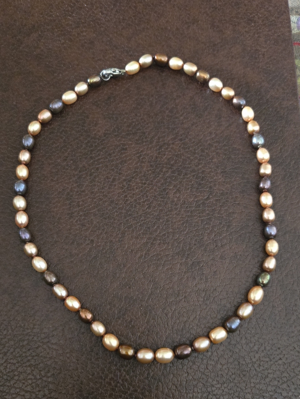Freshwater Pearl Necklace in Bronze and Chocolate Tones